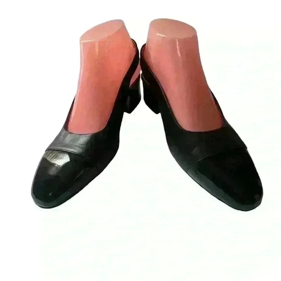 BeautiFeel Women’s Black Patent Leather Cap-Toe Sling Back Pumps Shoes 39/8-8.5 - Picture 1 of 16